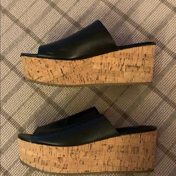 Steven leather wedge slides with cork bottoms - Picture 1 of 5